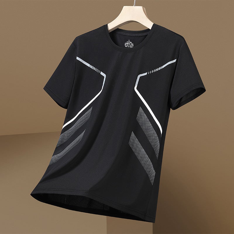 Ice Cool Stretch Ice Silk Short-Sleeved Casual All-Match T-Shirt Men'S Quick-Drying Mesh Half-Sleeved Top - Image 1